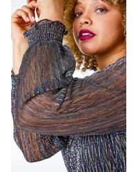 Roman Curve - Foil Shimmer Plisse Top - Lyst
