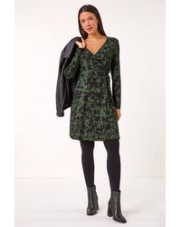 Roman - Tie Dye Wrap Detail Stretch Dress - Lyst