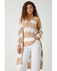 Roman - Chevron Stripe Shimmer Longline Cardigan - Lyst