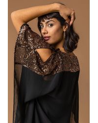 Roman - Sequin Embellished Chiffon Overlay Top - Lyst