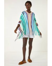 Roman - Multi Stripe Knit Poncho - Lyst