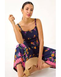 Roman - Floral Border Jumpsuit - Lyst