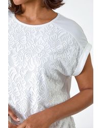 Roman - Lace Panel Stretch Jersey Top - Lyst