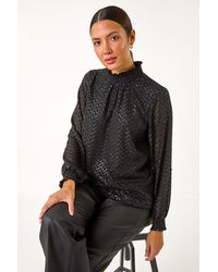 Roman - Zig Zag Shimmer High Neck Top - Lyst