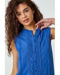 Roman - Crochet Detail Cotton Blouse - Lyst