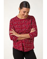 Roman - Animal Print Raglan Sleeve Stretch Top - Lyst