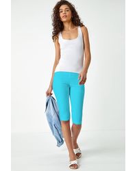 Roman - Elastic Waist Knee Length Stretch Shorts - Lyst