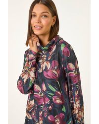 Roman - Floral Printed Roll Neck Top - Lyst