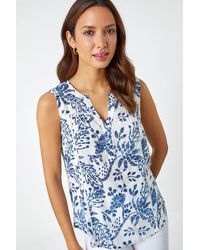 Roman - Sleeveless V-Neck Floral Print Vest - Lyst