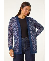 Roman - Mosaic Print Fluffy Longline Cardigan - Lyst