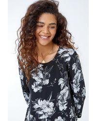 Roman - Floral Print Double Layer Top - Lyst
