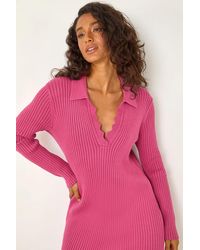 D.u.s.k - Scallop Detail Midi Knit Dress - Lyst