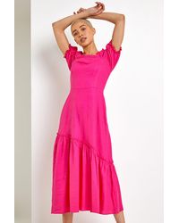D.u.s.k - Square Neck Asymmetric Tiered Midi Dress - Lyst