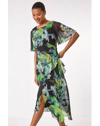 Roman - Botanical Floral Frill Dress - Lyst