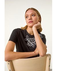 Roman - Embroidered Stretch T-Shirt - Lyst