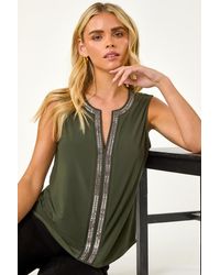 Roman Petite - Stretch Sparkle Trim Top - Lyst