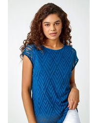 Roman - Textured Chevron Print Top - Lyst
