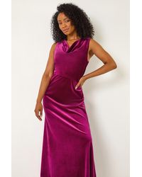 Roman Petite - Cowl Neck Velvet Stretch Maxi Dress - Lyst