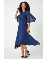Roman Petite - Chiffon Cape Midi Dress - Lyst
