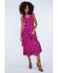 D.u.s.k - Leopard Print Tiered Midi Dress - Lyst