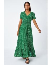 Roman - Spot Print Frill Hem Maxi Dress - Lyst