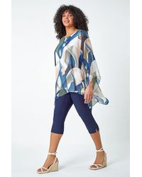 Roman Curve - Abstract Chiffon Overlay Top - Lyst