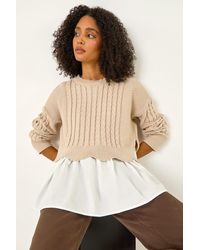 Roman - Contrast Cable Knit Jumper - Lyst