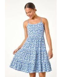 Roman Petite - Ditsy Floral Tiered Stretch Dress - Lyst