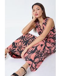 Roman - Sleeveless Floral Print Maxi Stretch Dress - Lyst