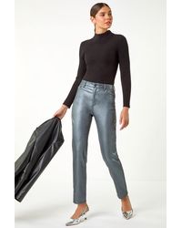 Roman - Metallic Coated Mom-Fit Jeans - Lyst