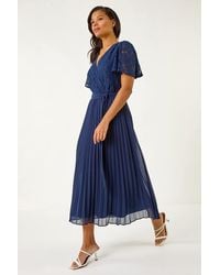 Roman - Lace Detail Wrap Midi Dress - Lyst