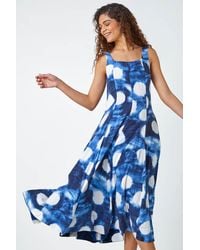 Roman - Abstract Spot Print Panelled Midi Dress - Lyst