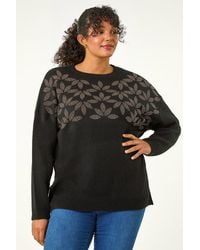 Roman Curve - Leaf Print Hotfix Knit Jumper - Lyst