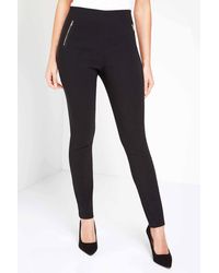 Roman - Elastic Waist Zip Detail Stretch Trousers - Lyst