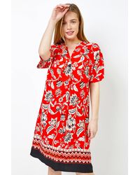 Roman Petite - Contrast Floral Print Shirt Dress - Lyst