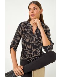 Roman - Textured Abstract Print V-Neck Stretch Shirt - Lyst