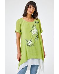 Roman - Floral Print Asymmetric Tunic Top - Lyst