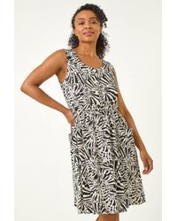 Roman Petite - Print Linen Mix Pocket Dress - Lyst