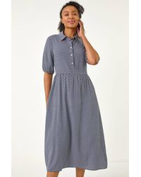 Roman Petite - Geo Print Button Midi Dress - Lyst