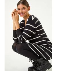 Roman - Stripe V-Neck Knit Jumper Dress - Lyst