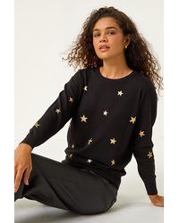 Roman - Star Glitter Print Knit Jumper - Lyst