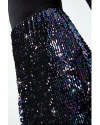 Roman - Sequin Embellished Velour Stretch Skirt - Lyst