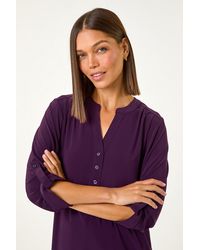 Roman - V-Neck Button Detail Stretch Shirt - Lyst