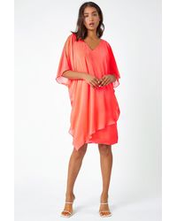 Roman - Embellished Cold Shoulder Overlay Dress - Lyst