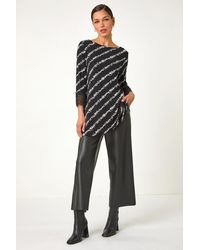 Roman - Spot Stripe Lace Trim Stretch Top - Lyst