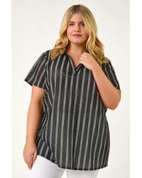 Roman Curve - Stripe Collared Knit Top - Lyst