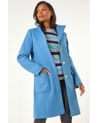 Roman - Double Breasted Funnel Tie Waist Coat - Lyst