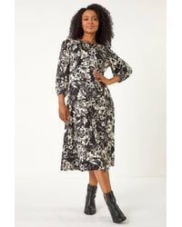 Roman Petite - Floral Stretch Midi Dress - Lyst