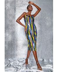 Roman - Sleeveless Abstract Embellished Sequin Dress - Lyst