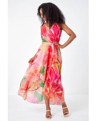 Roman - Petite Sleeveless Floral Print Maxi Dress - Lyst